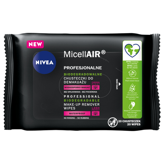 Nivea MicellAIR Professional biodegradable make-up removal wipes 20 pcs.