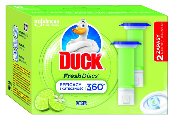 Duck Fresh Discs Żelowy krążek do toalety o zapachu limonkowym 72 ml (2 x 36 ml)