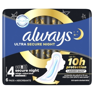Always Ultra Secure Night Pads (size 4) with wings x6