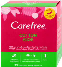 Carefree Cotton Feel Normal Panty Liners Aloe Scent 56 pcs