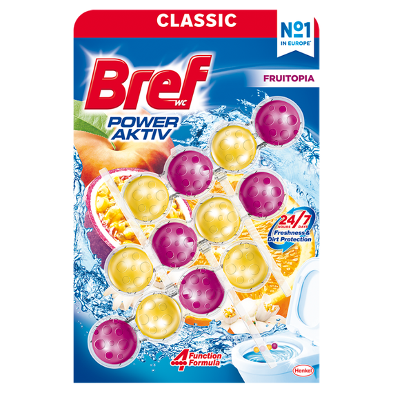 Bref WC Power Aktiv Fruitopia Zawieszka myjąco-zapachowa do muszli WC 3 x 50 g