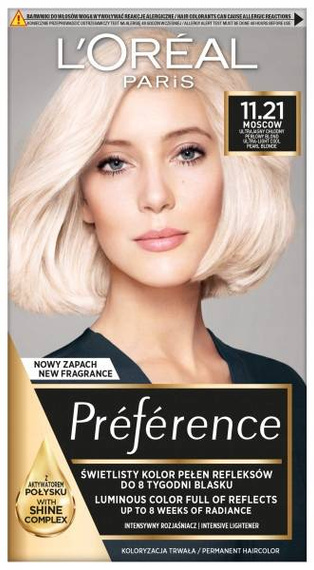 L'Oréal Paris  Préférence Farba do trwałej koloryzacji 11.21 Moscow Ultrajasny Chłodny Perłowy Blond