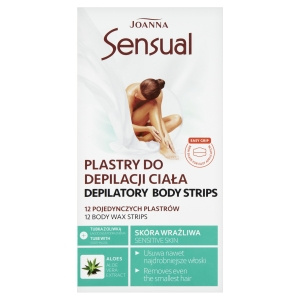 Joanna Sensual Body Enthaarungsstreifen für empfindliche Haut 12 Stück und eine Tube mit beruhigendem Olivenöl 10 ml
