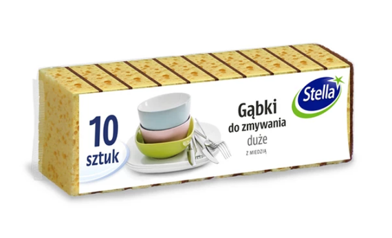 Gąbka kuchenna z miedzią 10 szt Stella