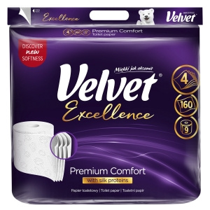 Velvet Excellence Premium Comfort Toilet Paper 9 Rolls