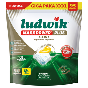 Ludwik Maxx Power Plus All in 1 Lemon Kapsułki do zmywarek 1,52 kg (95 sztuk)