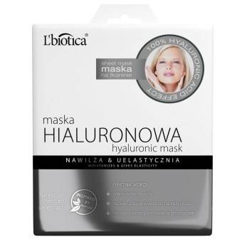 L'biotica Hyaluron-Maske auf Stoff – spendet Feuchtigkeit und macht die Haut elastisch, 23 ml