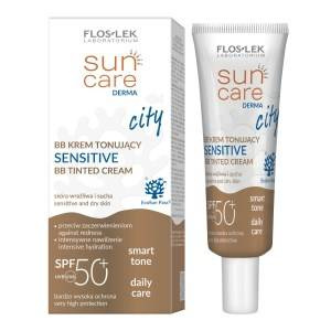 SUN CARE DERMA CITY KREM DO OPALANIA TWARZY 30ML SPF50+ BB TONUJACY WRAZLIWA,SUCHA