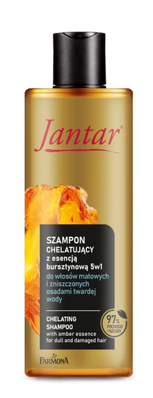 JANTAR Szampon chelatujący z wyciągiem z bursztynu 5w1 do włosów matowych i zniszczonych osadami twardej wody 300 ml 