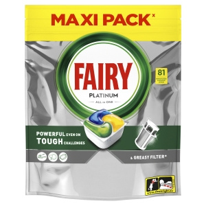 Fairy Platinum Lemon All In One Spülmaschinenkapseln, 81 Tabletten