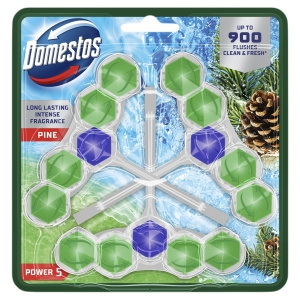 Domestos Power 5 Toilettenblock aus Kiefernholz, 3 x 50 g