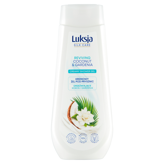 Luksja Silk Care Cremiges Duschgel mit erfrischender Kokosnuss und Gardenie, 500 ml