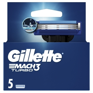 Gillette Mach3 Turbo Men's Razor Replacement Blades, 5 Replacement Blades