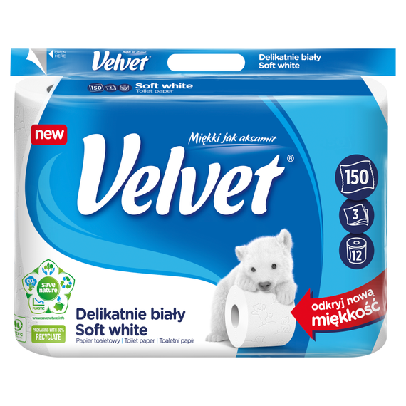 Velvet Toilet paper delicately white 12 rolls