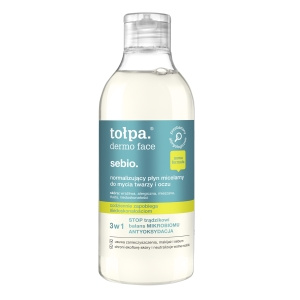TOŁPA dermo face sebio. normalizujący płyn micelarny do mycia twarzy i oczu, 400 ml