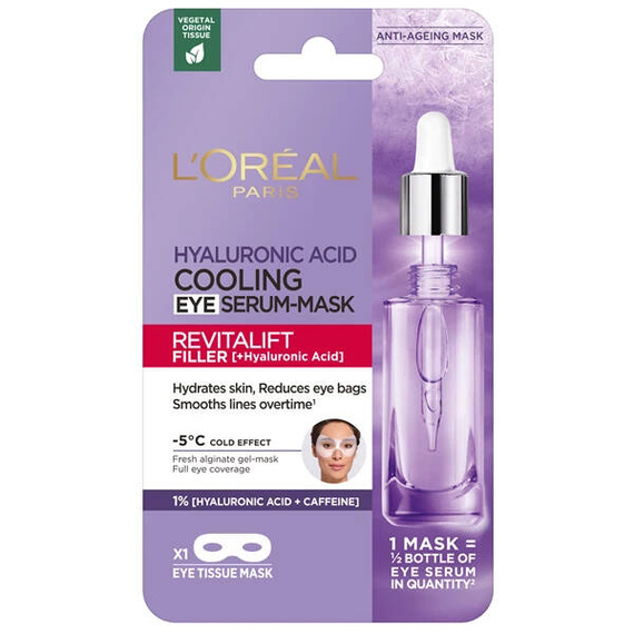 L'Oréal Paris Kühlende Augenserummaske mit reiner Hyaluronsäure und Koffein, 11 g