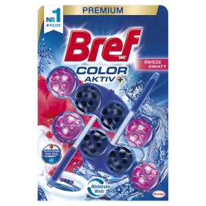 Bref WC Color Aktiv+ Zawieszka myjąco-zapachowa do muszli WC świeże kwiaty 2 x 50 g