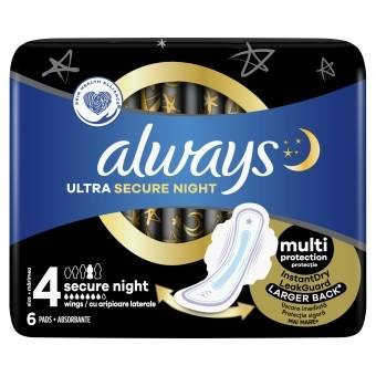 Always Ultra Podpaski Secure Night (rozmiar 4) ze skrzydełkami x6