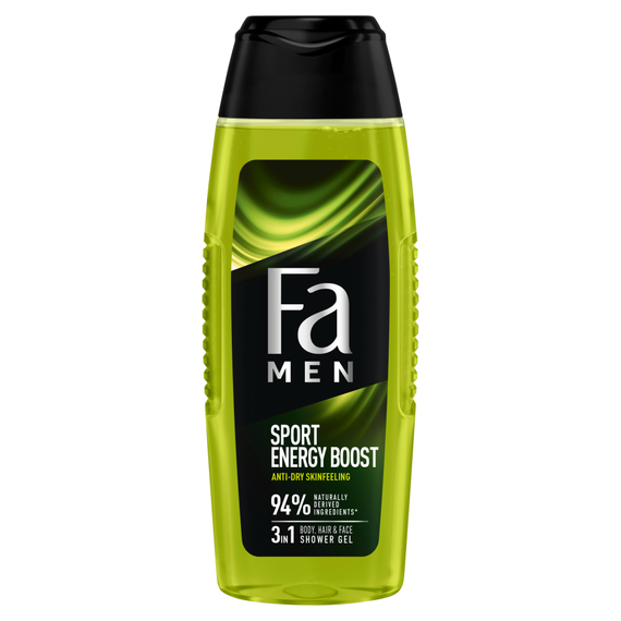 Fa Men Sport Energy Boost Duschgel mit 3-in-1-Formel mit dem Duft von Guarana und Ginseng, 250 ml