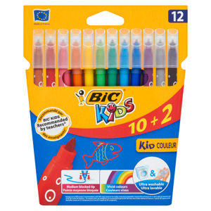 Bic Kids Kid Couleur Kolorowe flamastry zmywalne 12 kolorów