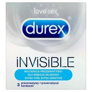 Durex Invisible dla większej bliskości Prezerwatywy 3 sztuki