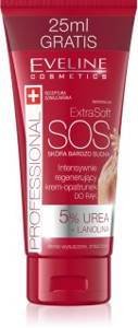 Eveline Cosmetics Extra Soft SOS intensywnie regenerujący krem-opatrunek do rąk 5% urea + lanolina 100 ml