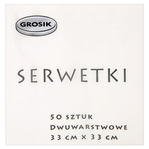 Grosik Serwetki dwuwarstwowe białe 33 cm x 33 cm 50 sztuk