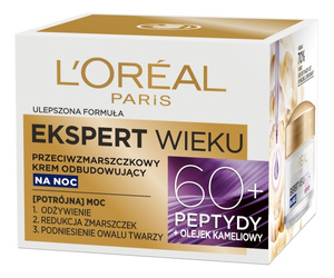 L'Oreal Paris Ekspert Wieku 60+ Przeciwzmarszczkowy krem odbudowujący na noc 50 ml