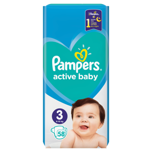 Pampers Active Baby Rozmiar 3, 58 pieluszek, 6-10 kg