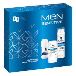 Zestaw :AA Men Sensitive balsam po goleniu 100ml + pianka 250ml+ roll-on 50ml