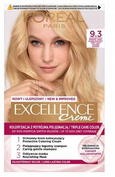  L'Oréal Paris Excellence Cream 9.3 Bardzo jasny złocisty blond farba do włosów