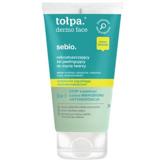  TOŁPA dermo face sebio. mikrozłuszczający żel peelingujący do mycia twarzy, 150 ml