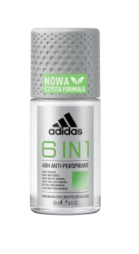 Adidas 6 w 1 antyperspirant w kulce, roll-on dla mężczyzn, 50 ml