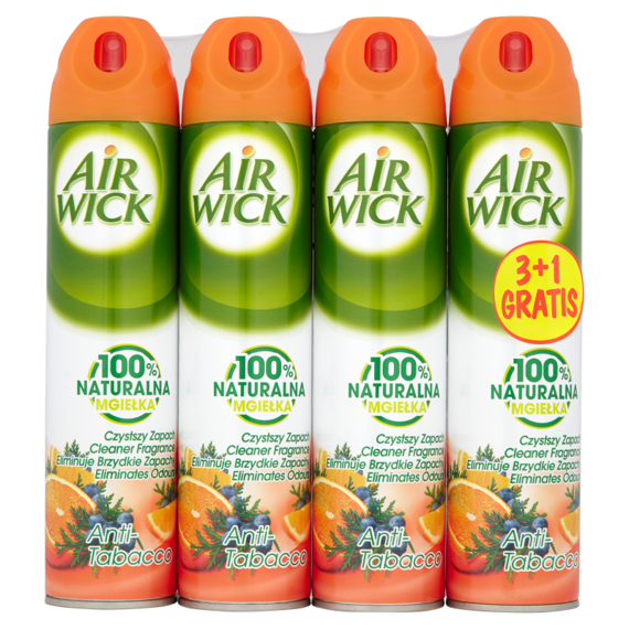 Air Wick 100% Naturalna mgiełka Odświeżacz powietrza Anti-Tabacco 240 ml (4 sztuki)