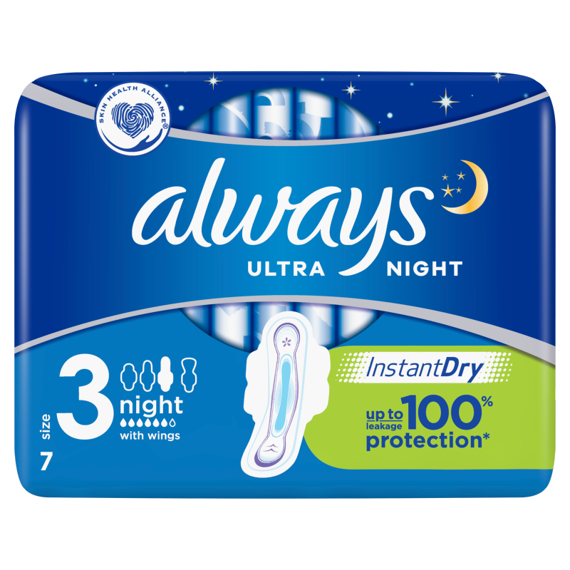 Always Ultra Night (rozmiar 3) Podpaski ze skrzydełkami, 7 sztuk