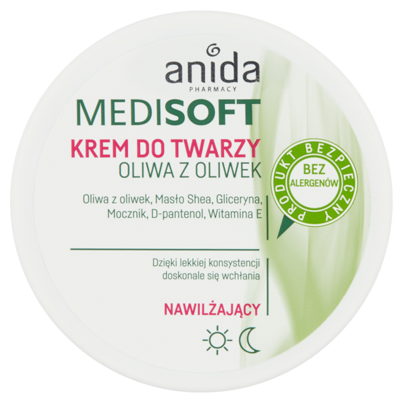 Anida Medisoft Krem do twarzy nawilżający oliwa z oliwek 100 ml 