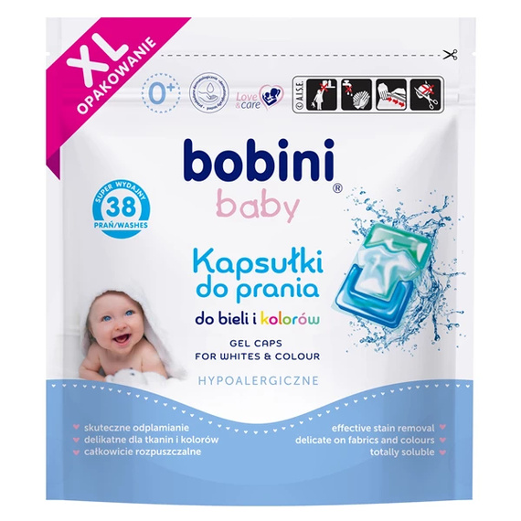 Bobini Baby Kapsułki do prania do bieli i kolorów 38 szt