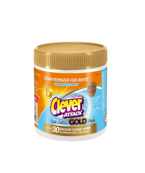 CLEVER Attack Gold Plus Tlenowy Odplamiacz białe 730 g