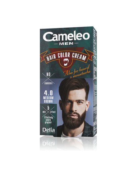 Cameleo Men Hair Color Cream 4.0 Medium Brown farba do włosów brody i wąsów 30ml