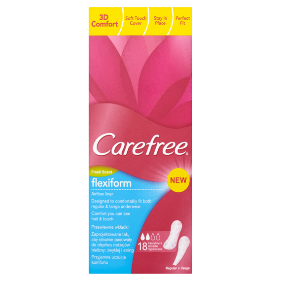 Carefree Flexiform Fresh Scent Przewiewne wkładki higieniczne 18 sztuk