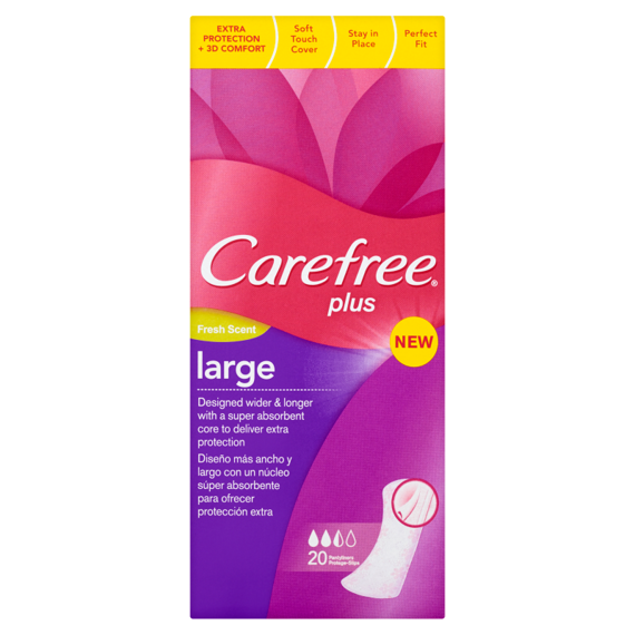 Carefree Plus Large Fresh Scent Wkładki higieniczne 20 sztuk