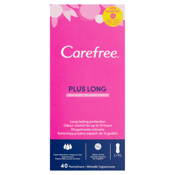 Carefree Plus Long Wkładki higieniczne delikatny zapach 40 sztuk