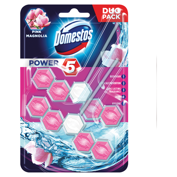 Domestos Power 5 Pink Magnolia Kostka toaletowa 2 x 55 g