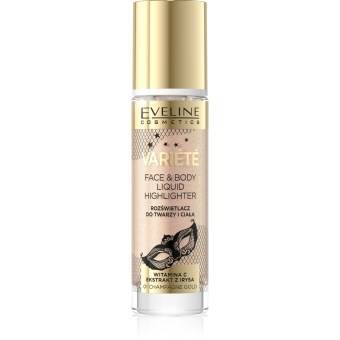 Eveline Cosmetics VARIETE Płynny rozświetlacz do twarzy i ciała 01 Champagne Gold  30 ml