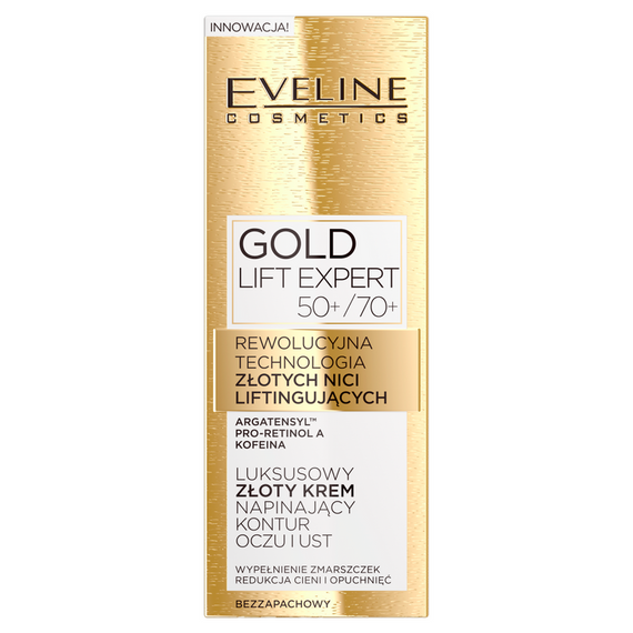 Eveline cosmetics Gold Lift Expert  Luksusowy złoty krem napinający kontur oczu i ust, 50+/70+