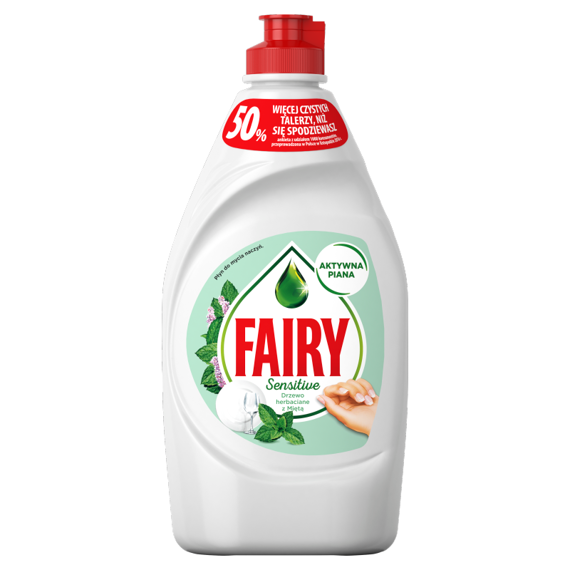 Fairy Sensitive Drzewo herbaciane z miętą Płyn do mycia naczyń 450 ml