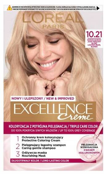 Farba do włosów L'Oréal Paris Excellence Creme 10.21 Jasny perłowy blond