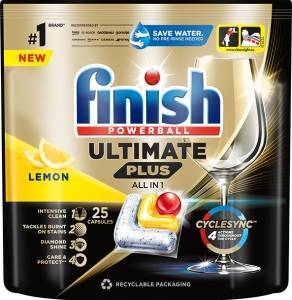 Finish Ultimate Plus Lemon Kapsułki do mycia naczyń w zmywarce 305 g (25 sztuk)