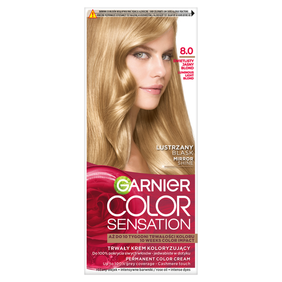 Garnier Color Sensation Trwały krem koloryzujący 8.0 świetlisty jasny blond