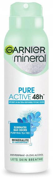 Garnier Mineral Dezodorant spray Pure Active 48h - Efficient On Bacteria 150ml